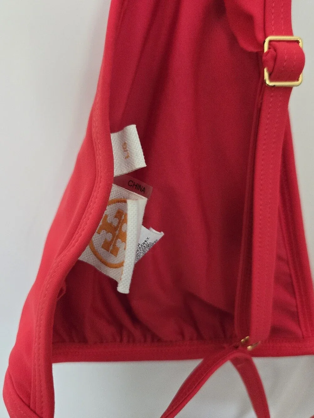 NWT Tory Burch Red Ruffle Tie-Back Bikini Top